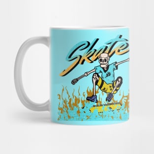 Skater Skeleton Cool Skating Flames Mug